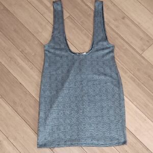 Grey Checkered Layering Mini Dress